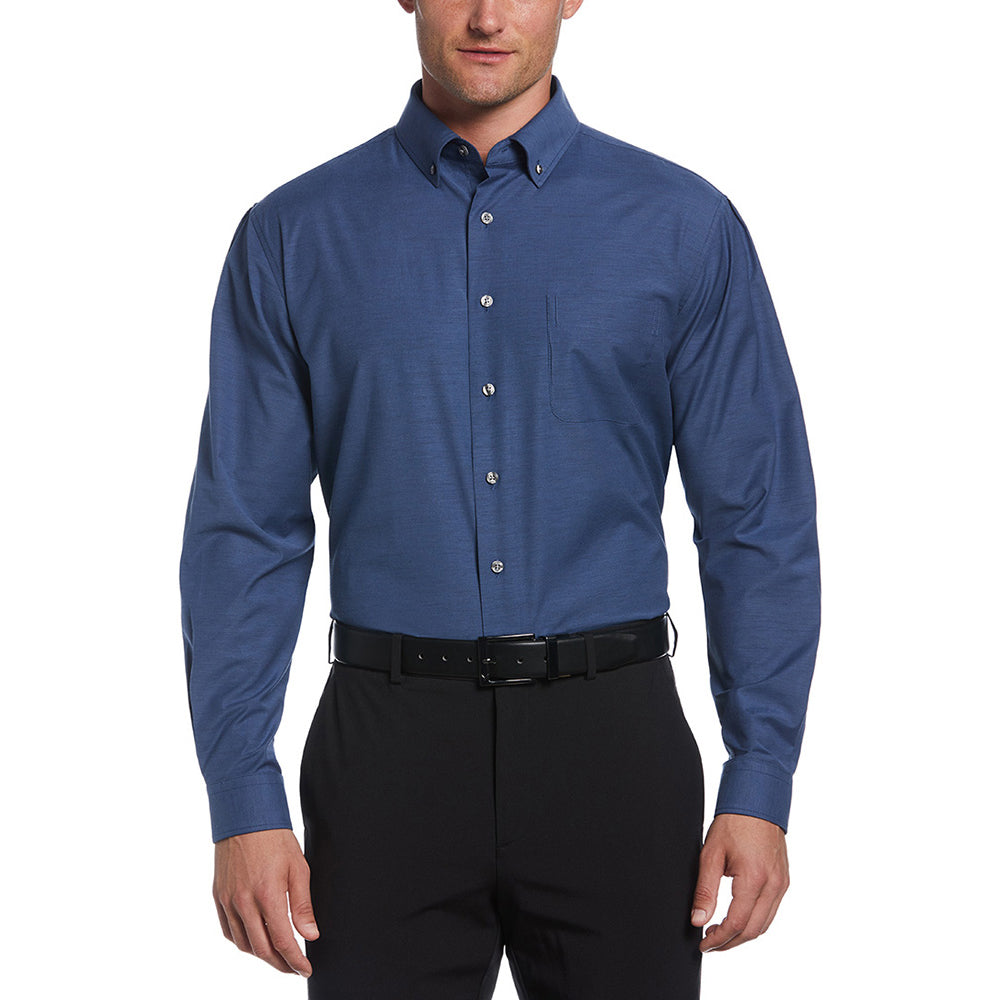 Perry Ellis Men's Classic Navy Tall Heathered Woven Shirt