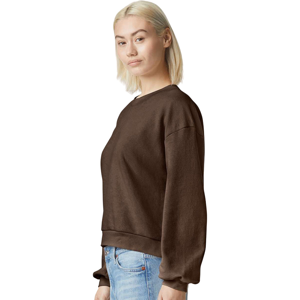 American Apparel Women's Brown ReFlex Fleece Crewneck Sweatshirt