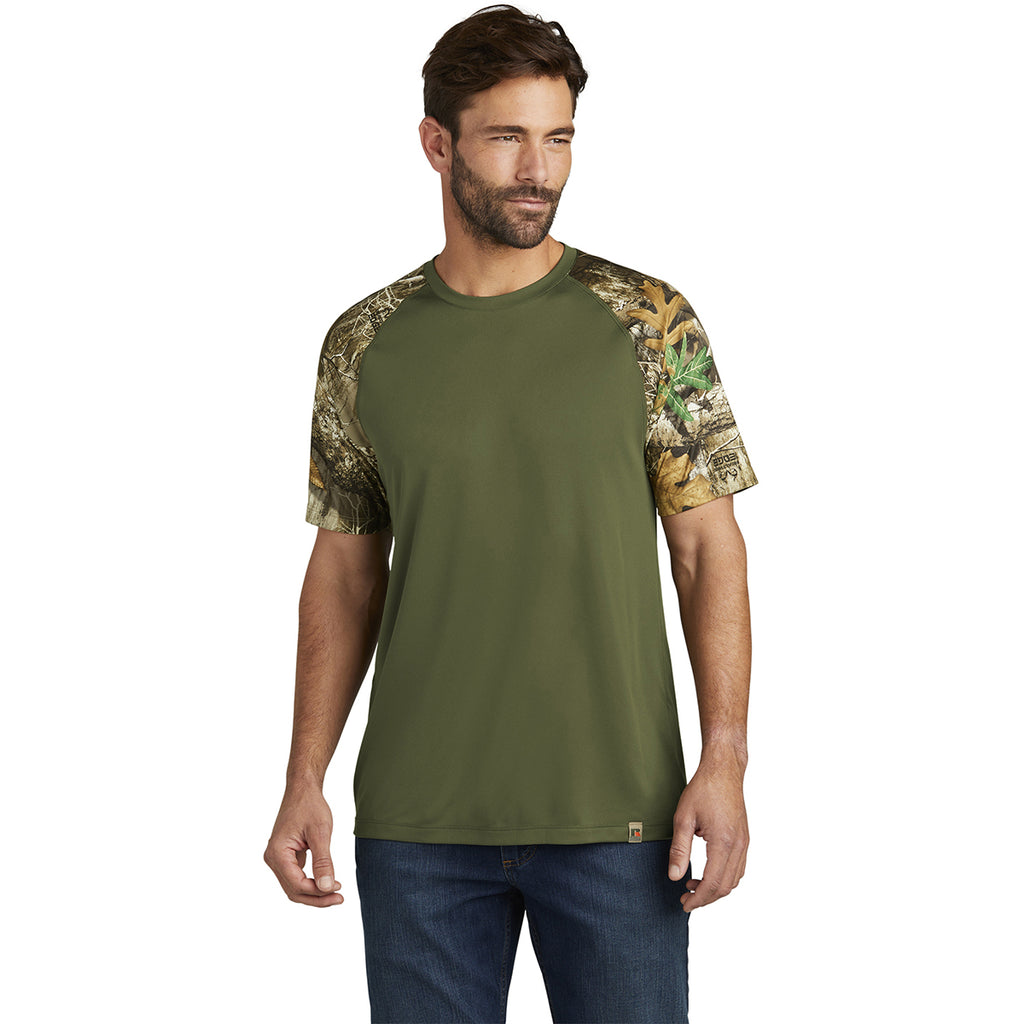 Russell Outdoors Men's Olive Drab Green/ Realtree Edge Realtree Colorblock Performance Tee