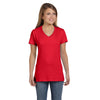 Hanes Women's Athletic Red 4.5 oz. 100% Ringspun Cotton nano-T V-Neck T-Shirt