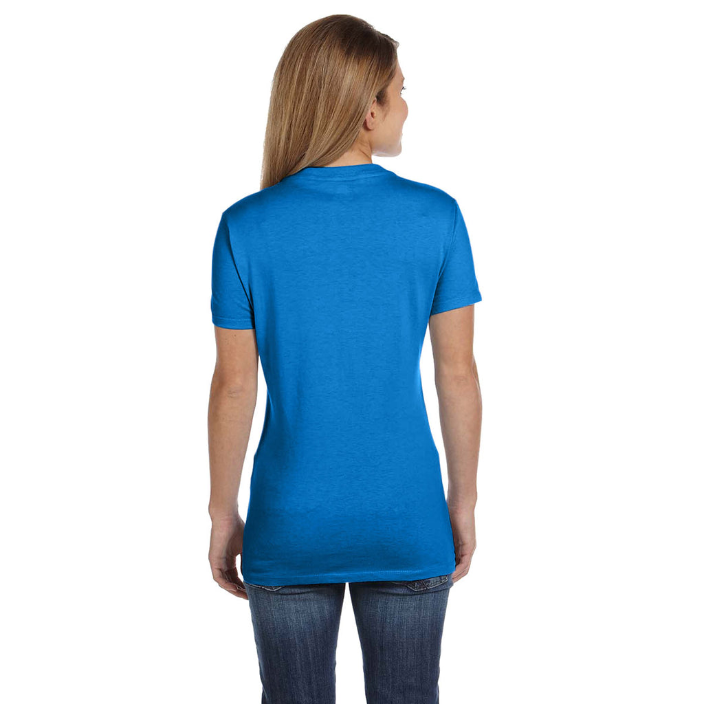 Hanes Women's Bluebell Breeze 4.5 oz. 100% Ringspun Cotton nano-T V-Neck T-Shirt