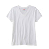 Hanes Women's White 4.5 oz. 100% Ringspun Cotton nano-T V-Neck T-Shirt