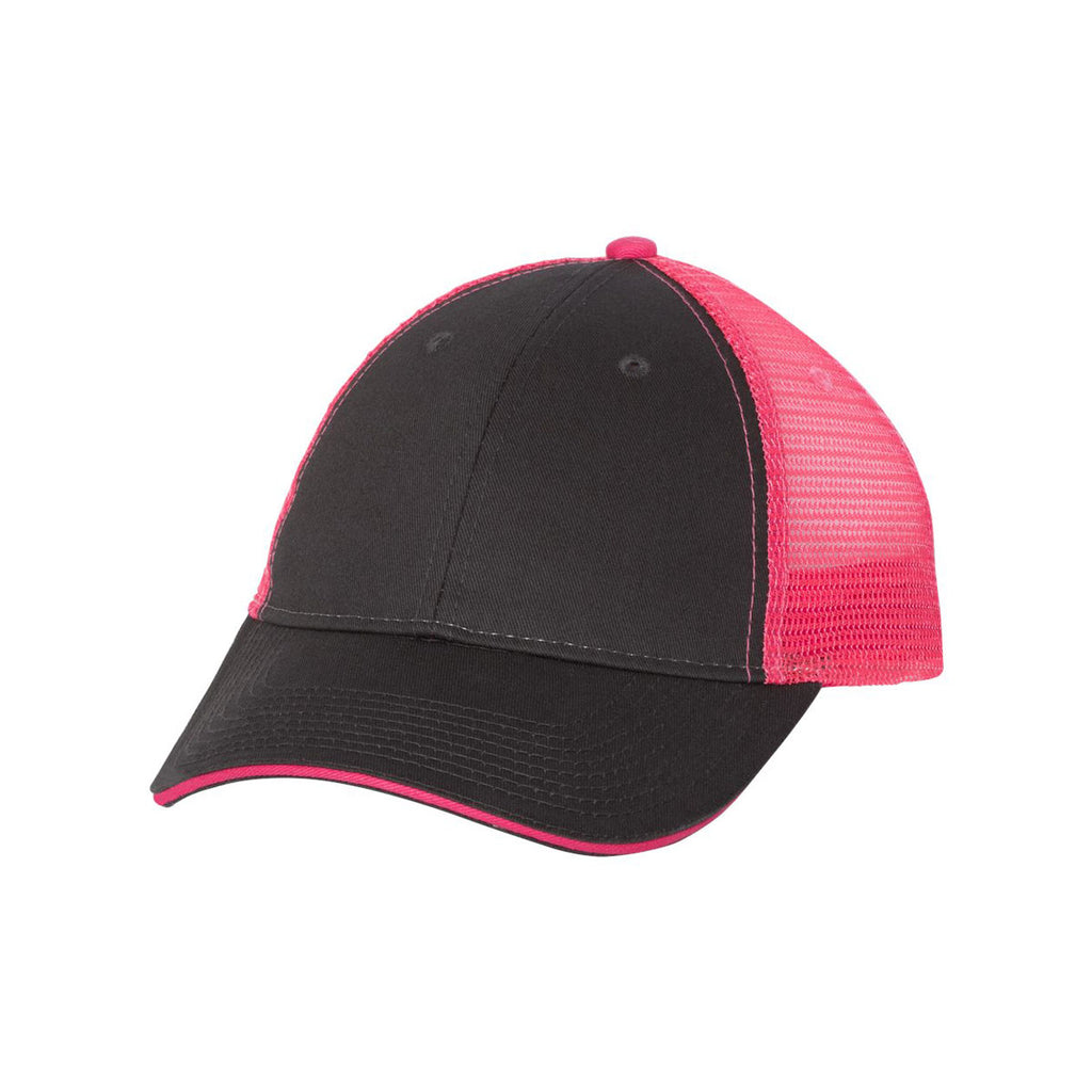 Valucap Charcoal/Neon Pink Sandwich Trucker Cap