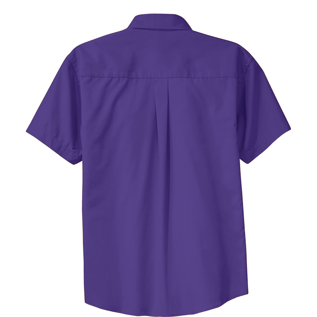 Port Authority Men's Purple/Light Stone Short Sleeve Easy Care Shirt