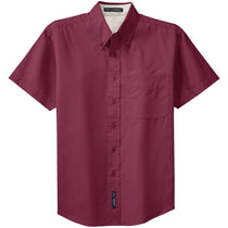 Port Authority Men's Burgundy/Light Stone Short Sleeve Easy Care Shirt