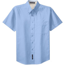 Port Authority Men's Light Blue/Light Stone Short Sleeve Easy Care Shirt