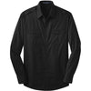 Port Authority Men's Black Stain Resistant Roll Sleeve Twill Shirt