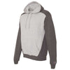 Champion Men's Charcoal Heather/Light Steel Double Dry Eco Colorblock Hooded Sweatshirt