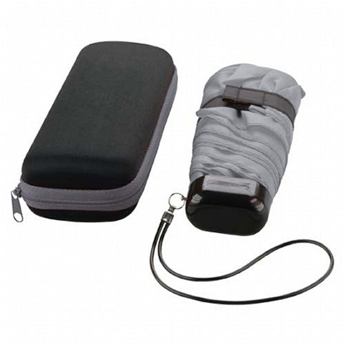Bullet Black/Grey 37" Mini Folding Travel Umbrella with Case
