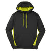 Sport-Tek Men's Black/ Safety Yellow Sport-Wick Fleece Colorblock Hooded Pullover