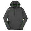 Sport-Tek Men's Dark Smoke Grey/ Forest Green Sport-Wick Fleece Colorblock Hooded Pullover