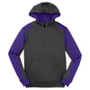 Sport-Tek Men's Graphite Heather/Purple Tech Fleece Colorblock 1/4-Zip Hooded Sweatshirt