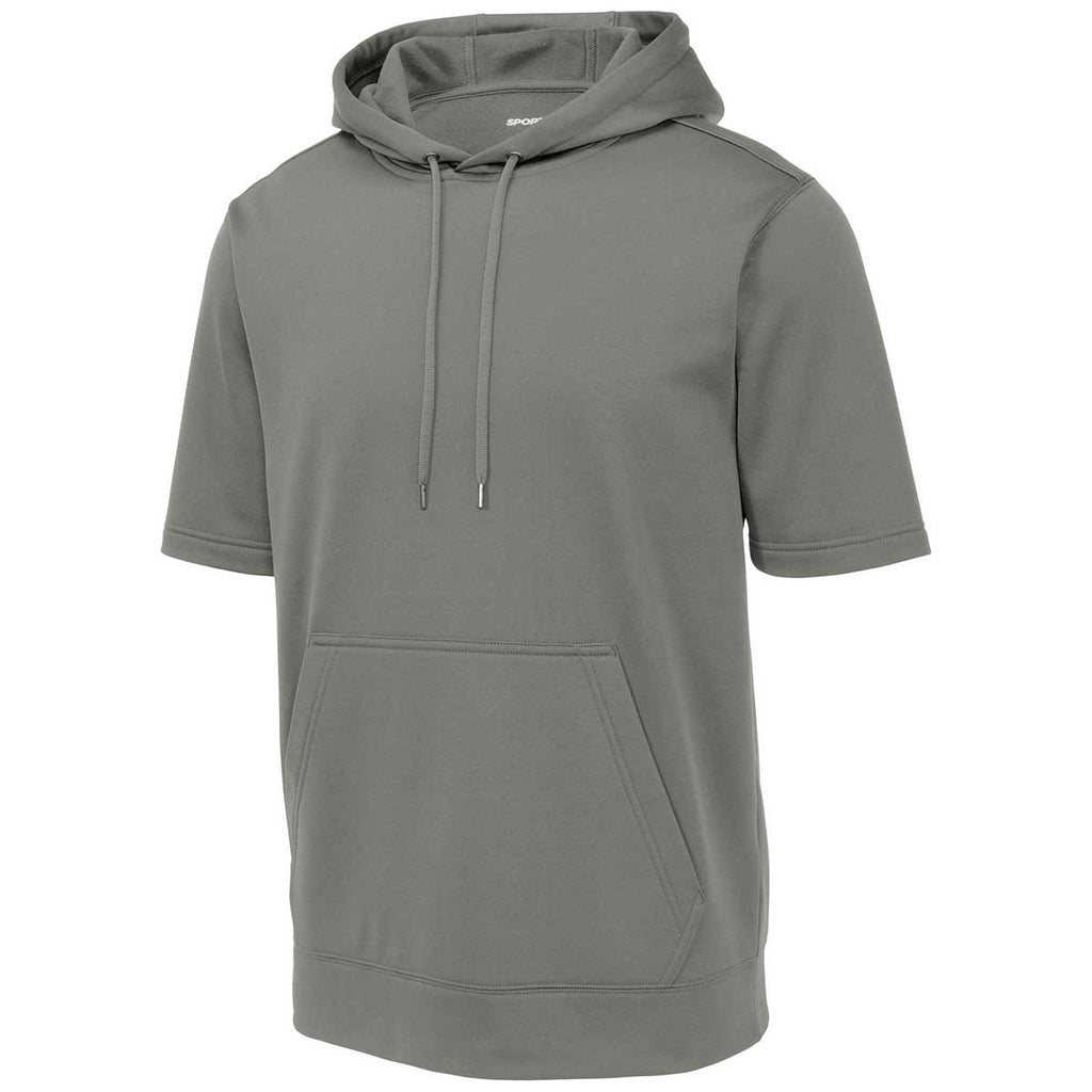 Sport-Tek Men's Dark Smoke Grey Sport-Wick Fleece Short Sleeve Pullover Hoodie