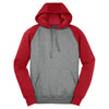 Sport-Tek Men's True Red/Vintage Heather Raglan Colorblock Pullover Hooded Sweatshirt