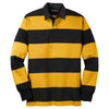 Sport-Tek Men's Black/Gold Long Sleeve Rugby Polo