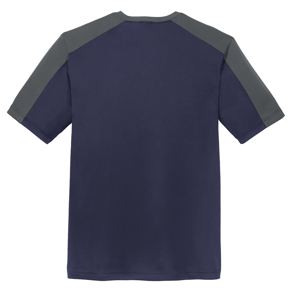 Sport-Tek Men's True Navy/ Iron Grey PosiCharge Competitor Sleeve-Blocked Tee