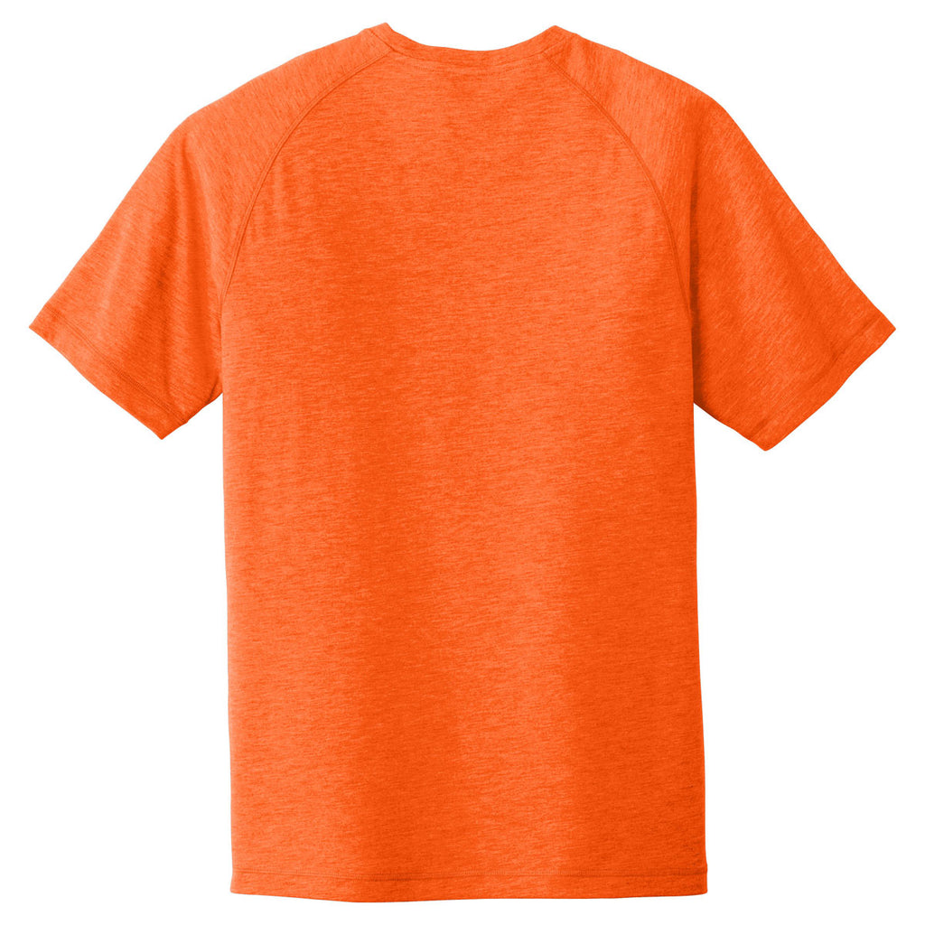 Sport-Tek Men's Deep Orange Heather PosiCharge Tri-Blend Wicking Raglan Tee