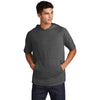 Sport-Tek Men's Dark Grey Heather Posicharge Tri-Blend Wicking Short Sleeve Hoodie