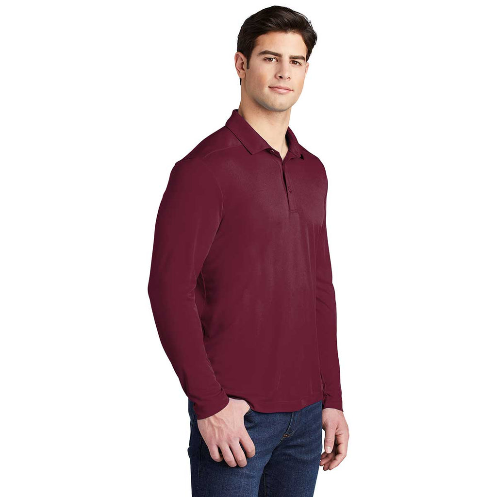 Sport-Tek Men's Cardinal Posi-UV Pro Long Sleeve Polo