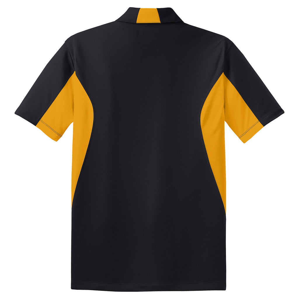 Sport-Tek Men's Black/ Gold Side Blocked Micropique Sport-Wick Polo