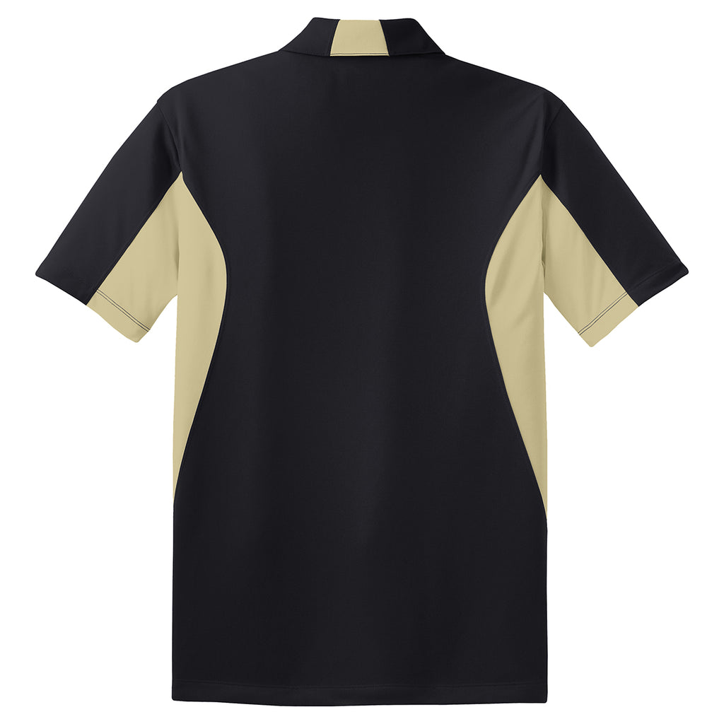 Sport-Tek Men's Black/ Vegas Gold Side Blocked Micropique Sport-Wick Polo