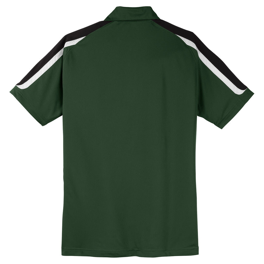 Sport-Tek Men's Forest Green/Black/White Tricolor Shoulder Micropique Sport-Wick Polo