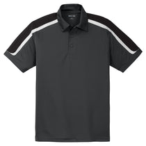Sport-Tek Men's Iron Grey/Black/White Tricolor Shoulder Micropique Sport-Wick Polo