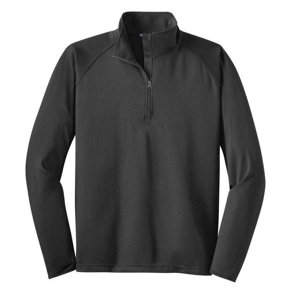 Sport-Tek Men's Charcoal Grey Sport-Wick Stretch 1/2-Zip Pullover