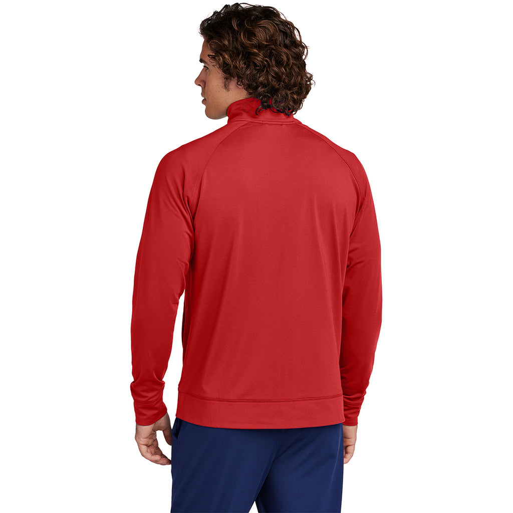 Sport-Tek Men's Deep Red Sport-Wick Stretch Full-Zip Cadet Jacket