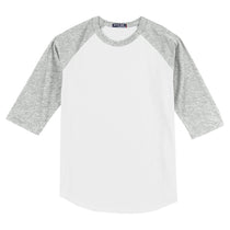 Sport-Tek Men's White/Heather Grey Colorblock Raglan Jersey