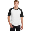 Sport-Tek Men's White/ Black Short Sleeve Colorblock Raglan Jersey