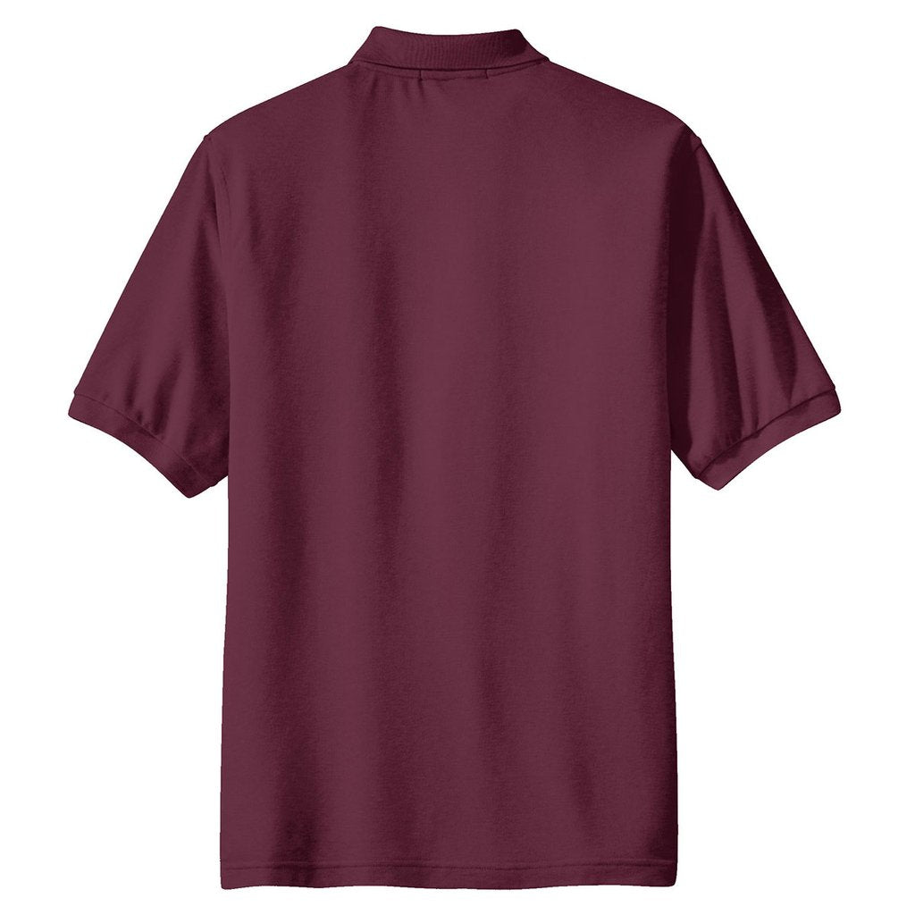 Port Authority Men's Burgundy Tall Silk Touch Polo with Pocket