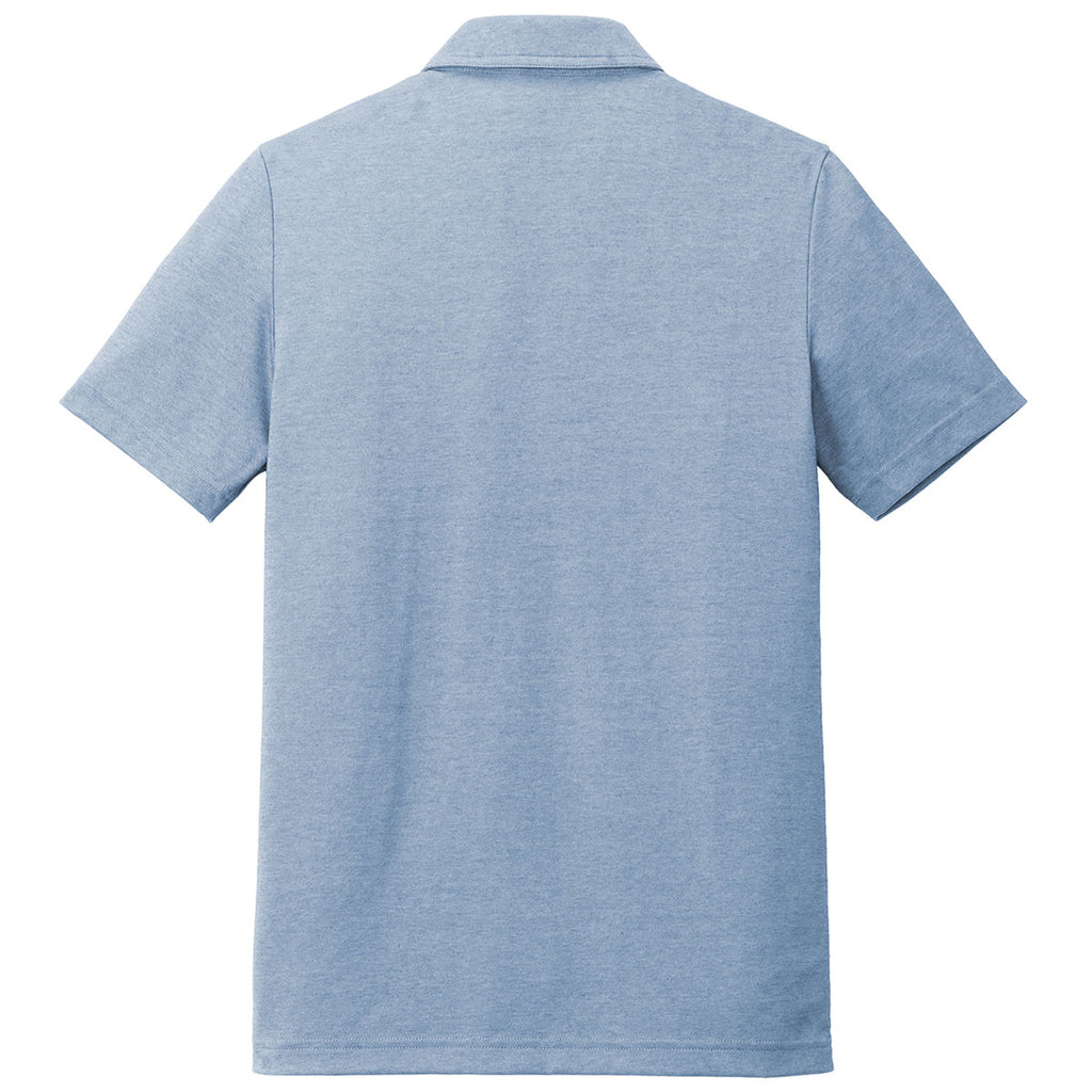 TravisMathew Men's Opal Blue Heather Coastal Chest Stripe Polo