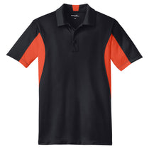 Sport-Tek Men's Black/ Deep Orange Tall Side Blocked Micropique Sport-Wick Polo