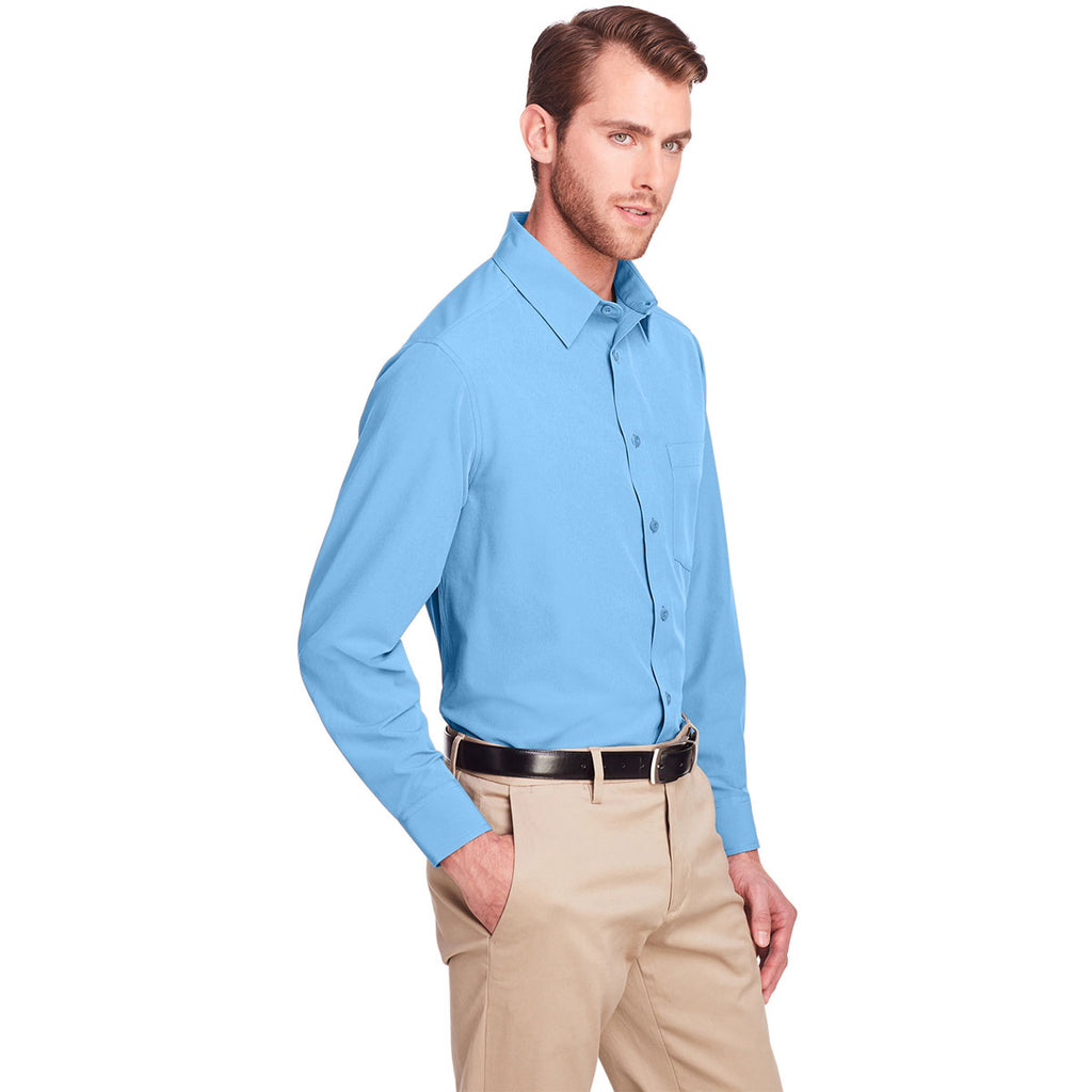 UltraClub Men's Columbia Blue Bradley Performance Woven Shirt