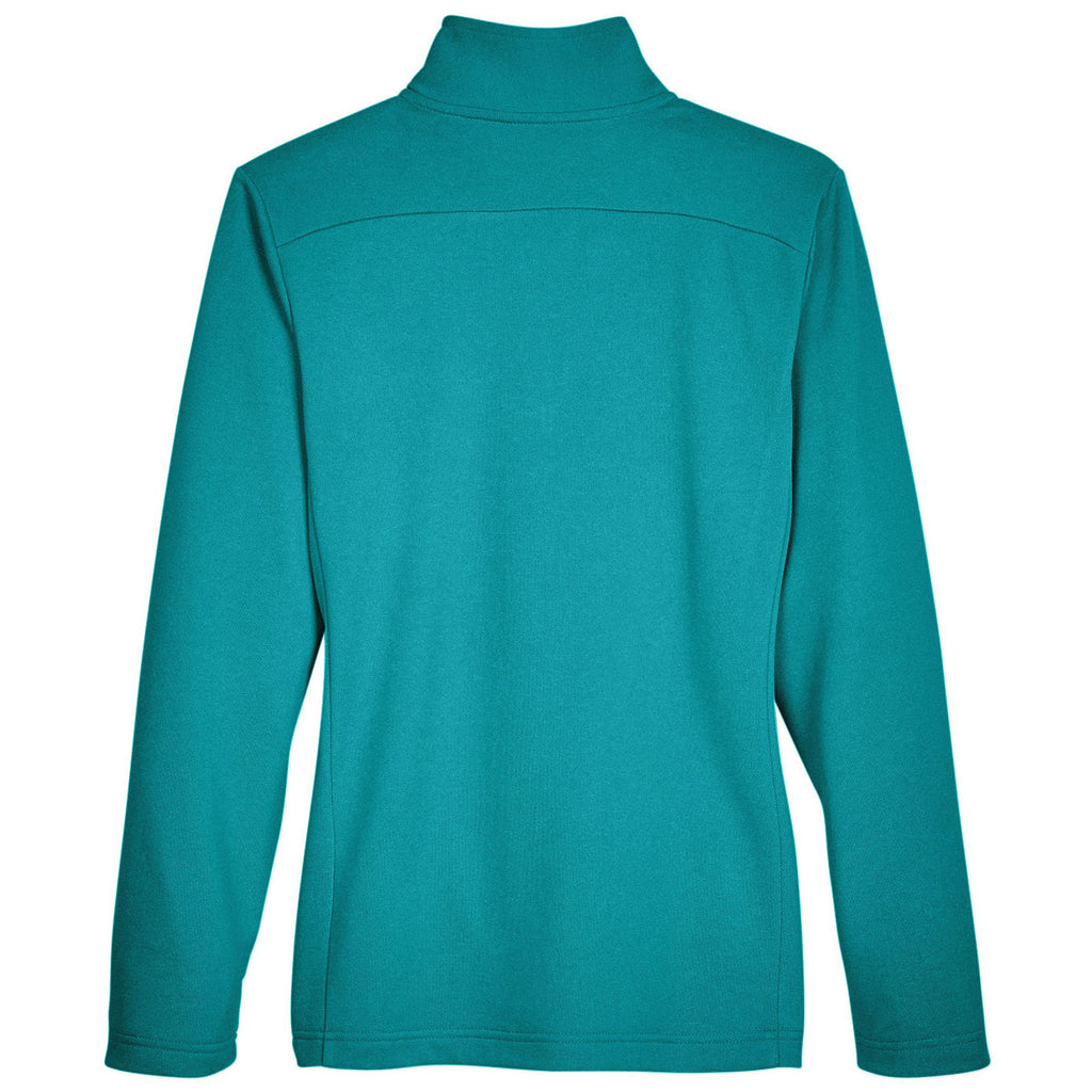 UltraClub Women's Jade Heather Coastal Pique Fleece Quarter-Zip