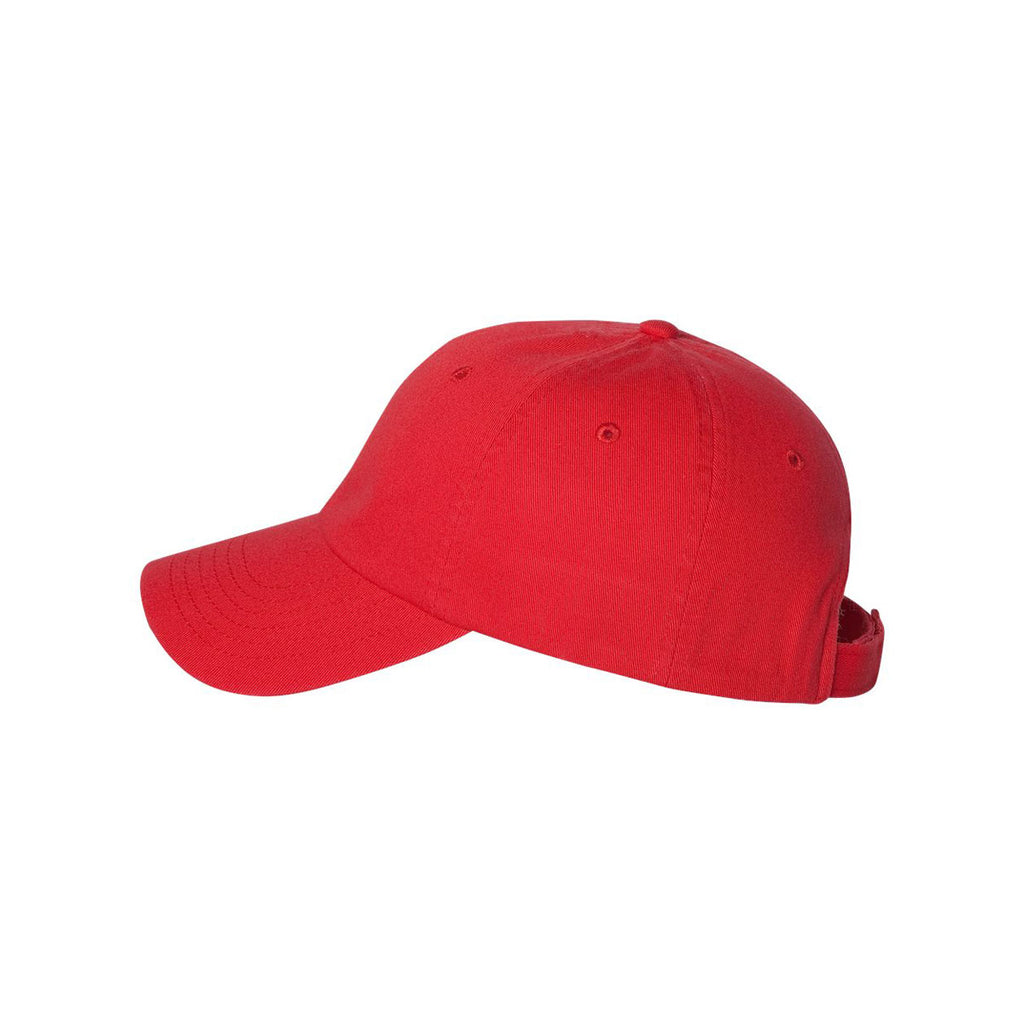 Valucap Red Unstructured Washed Chino Twill Cap