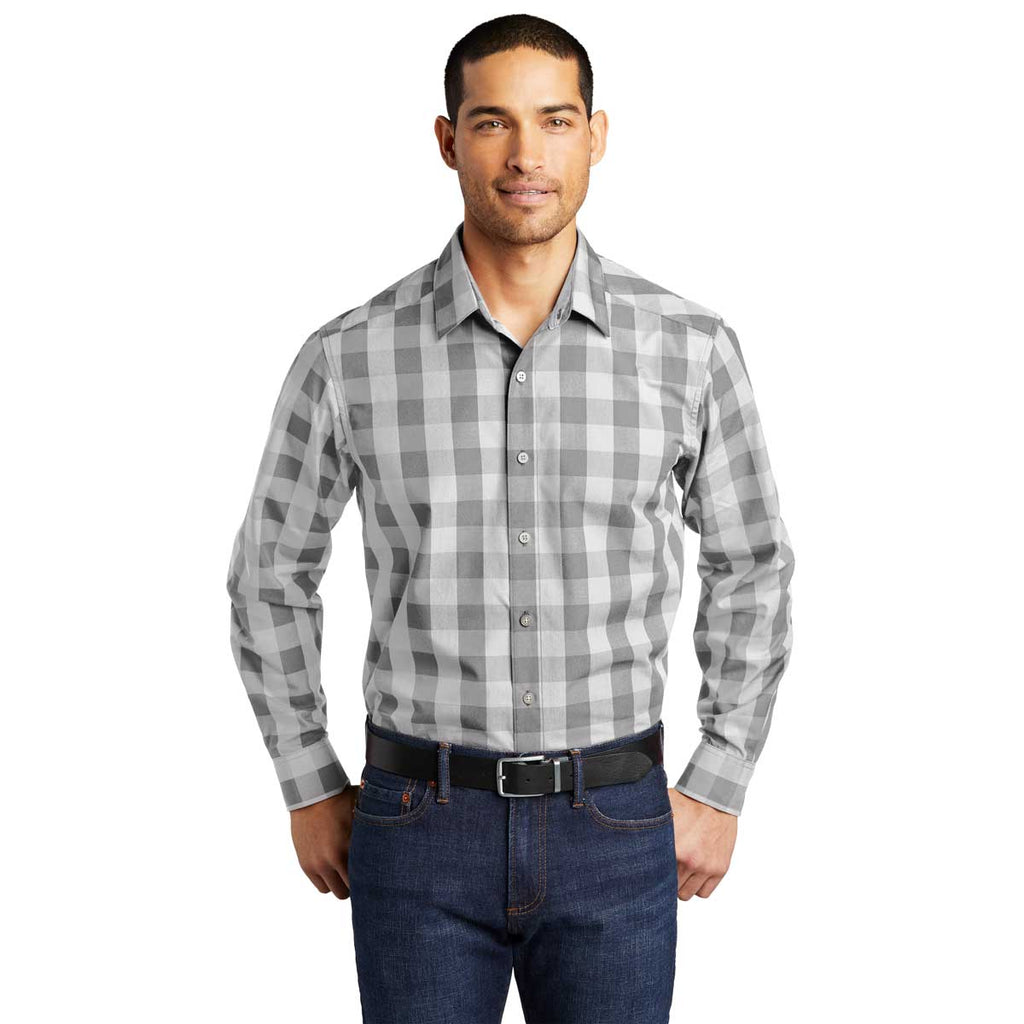 Port Authority Men's Shadow Grey Everyday Plaid Shirt