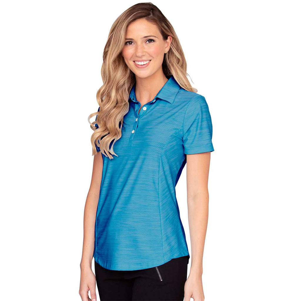 Greg Norman Women's Atlantic Blue Heather Play Dry Solid Polo