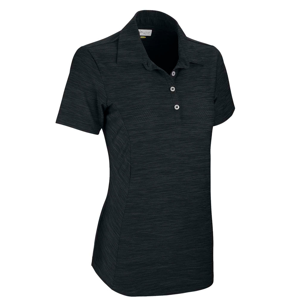 Greg Norman Women's Black Heather Play Dry Solid Polo