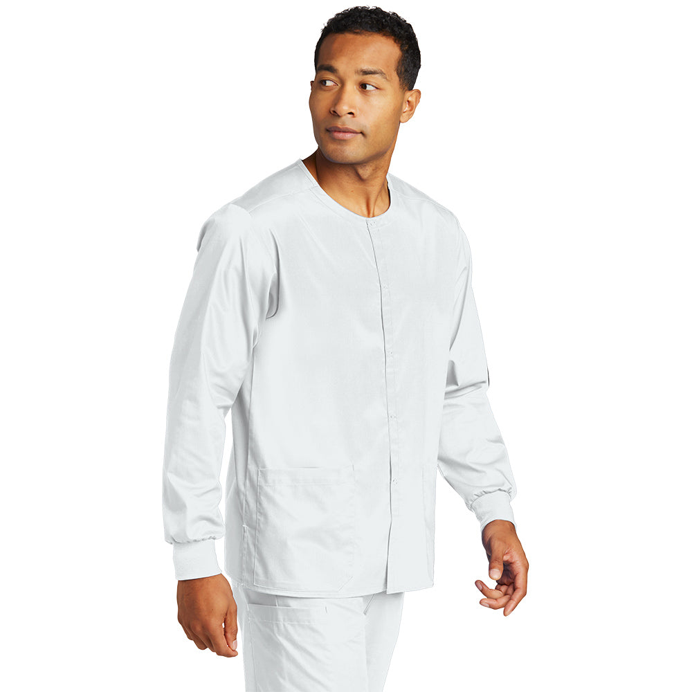 WonderWink Unisex White WorkFlex Snap-Front Scrub Jacket