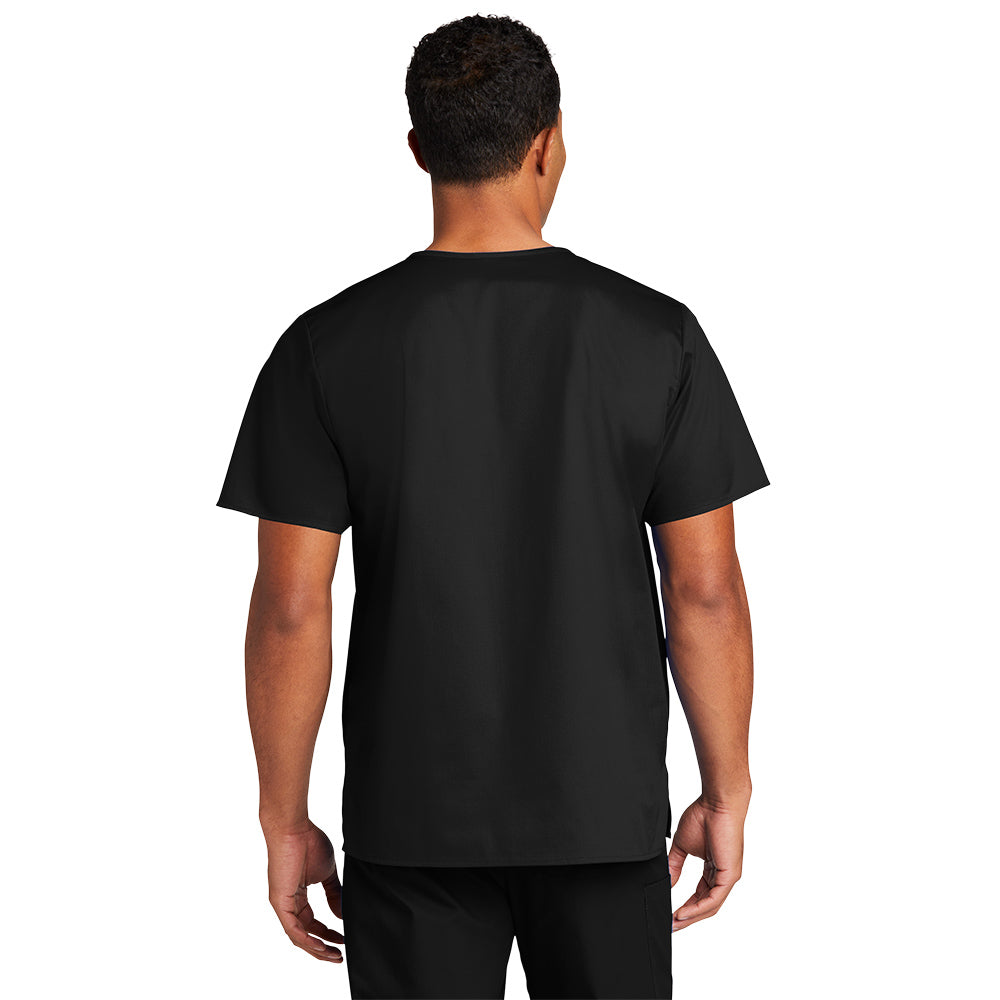 WonderWink Unisex Black WorkFlex Chest Pocket V-Neck Top