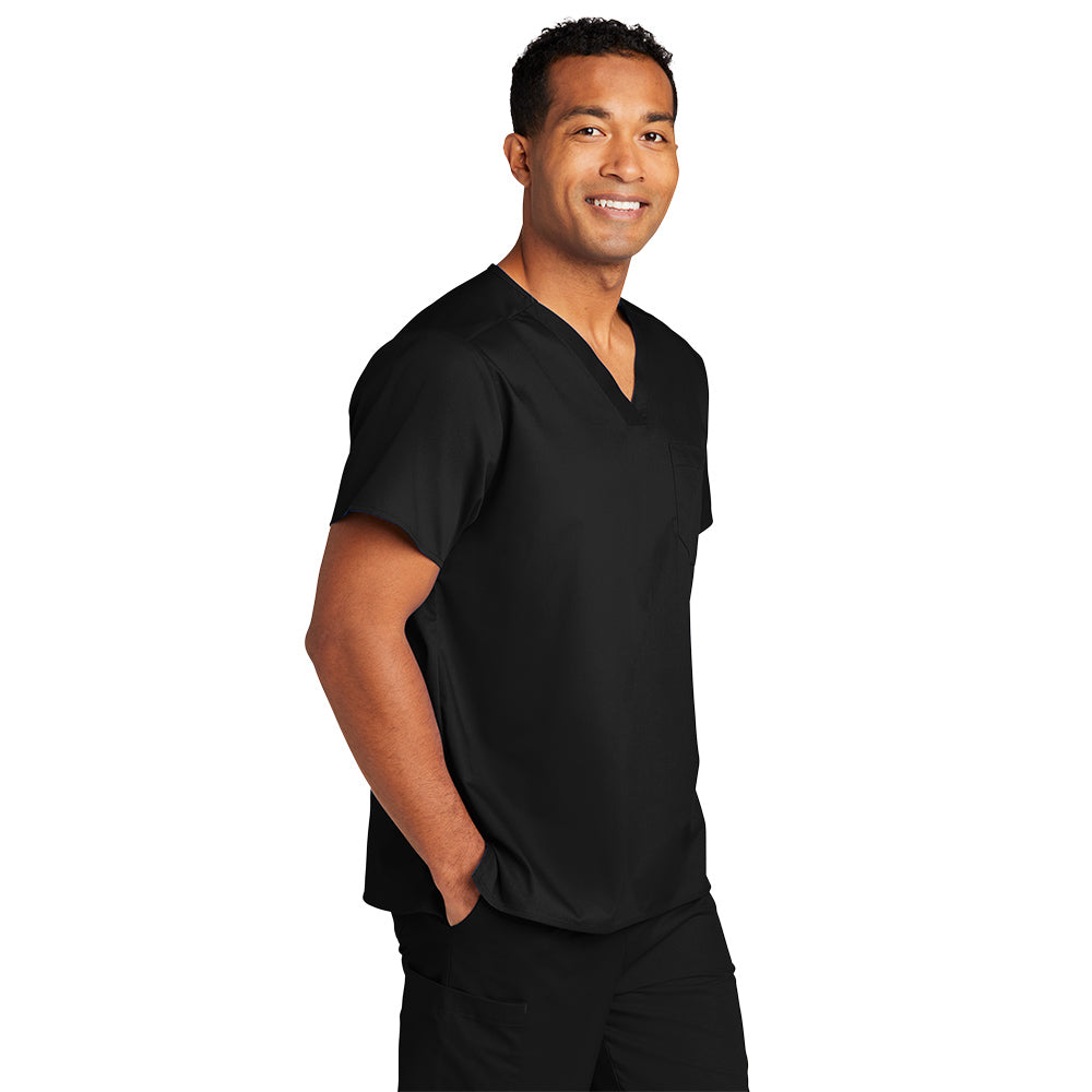 WonderWink Unisex Black WorkFlex Chest Pocket V-Neck Top