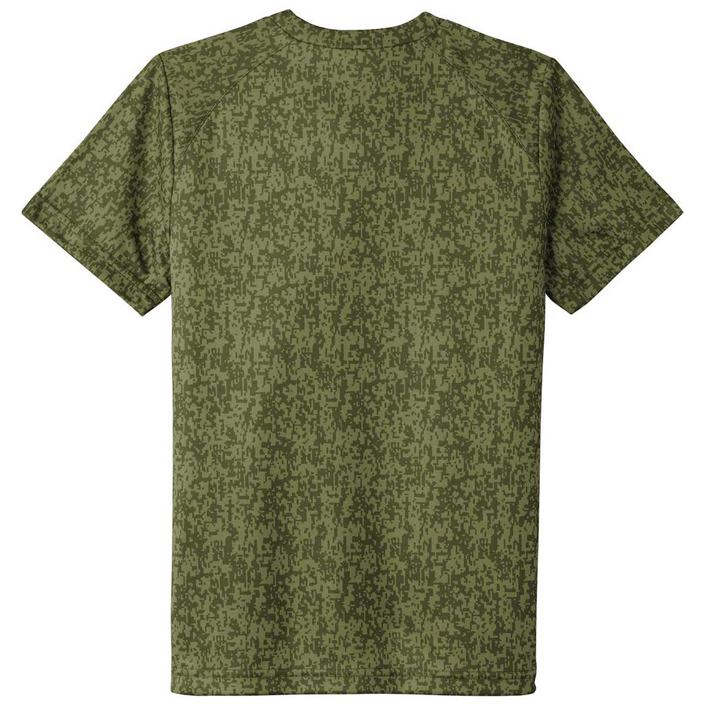 Sport-Tek Youth Olive Drab Green PosiCharge Digi Camo Short Sleeve Tee