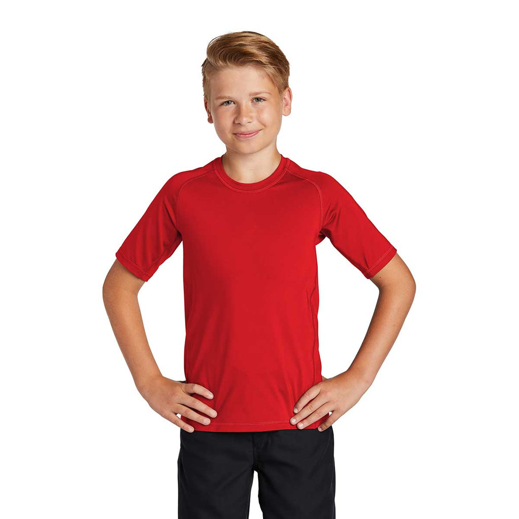 Sport-Tek Youth True Red Short Sleeve Rashguard Tee